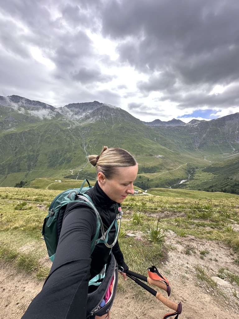 Claire hiking in the Alps